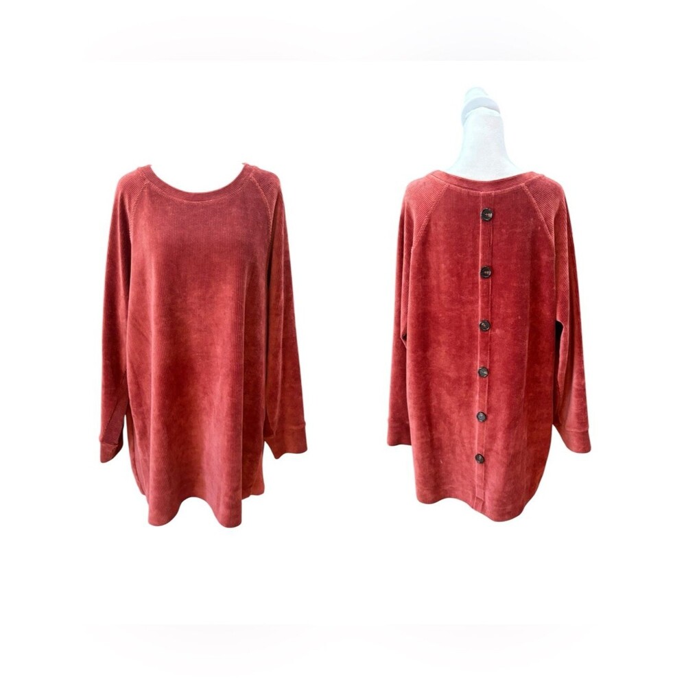 Soft Surroundings Caroline Corduroy Rust Orange Long Sleeve Top Womens Size 1X